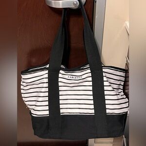 Fabletics Black and White Striped Tote Bag / Gym Bag